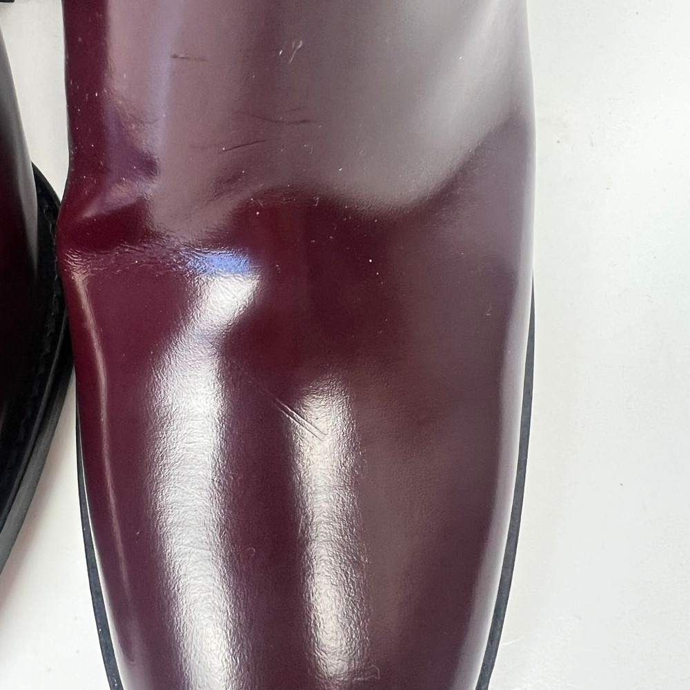 WANT Les ESSENTIELS Burgundy Suede Leather Block Heel Ankle Boots Size 38 US 7.5 - Picture 5 of 12
